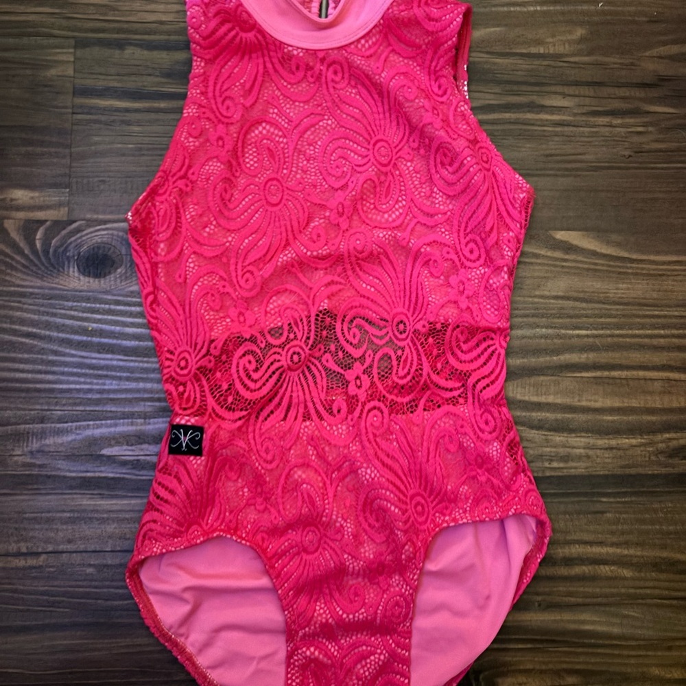 Pink Lace Bodysuit with Intricate Detailing
